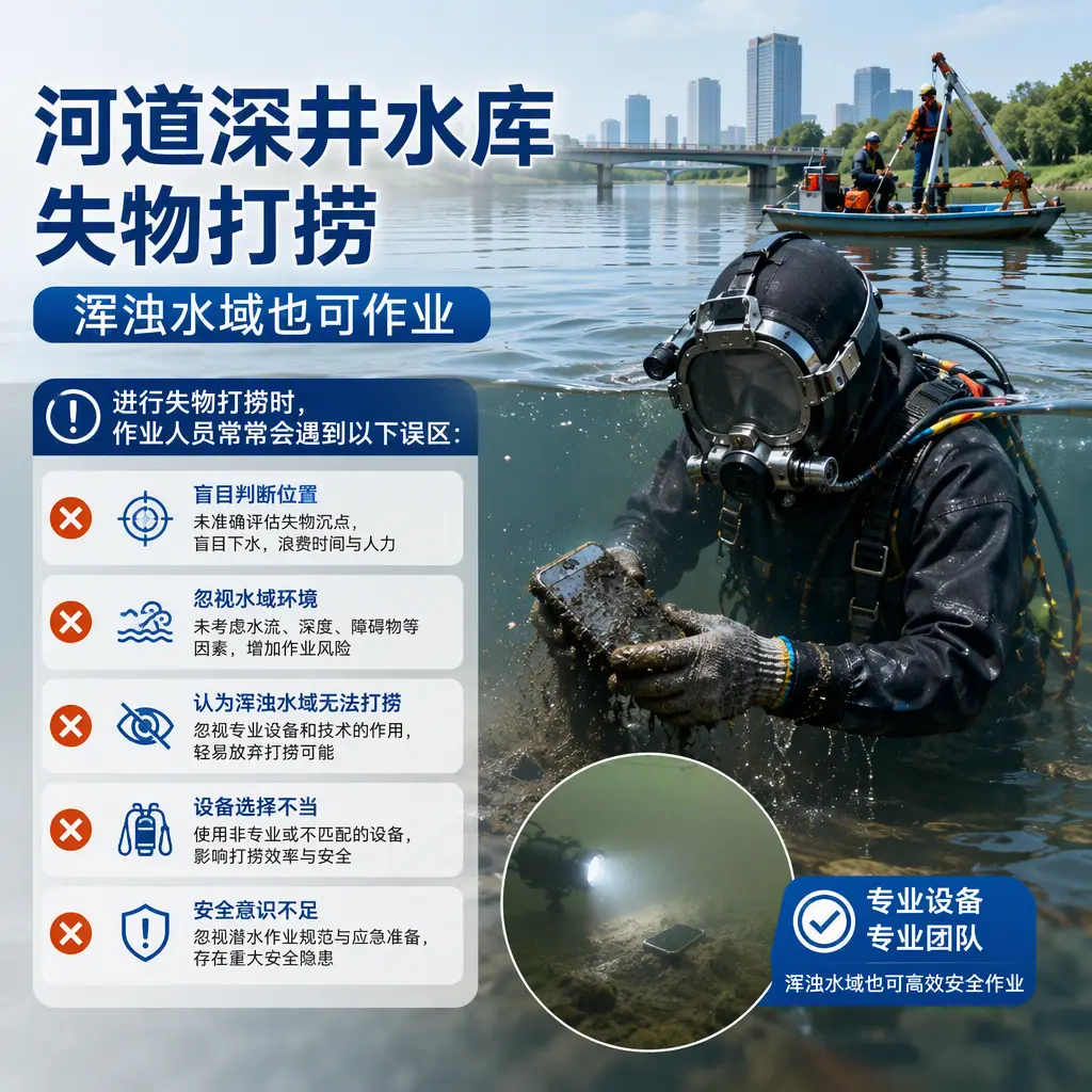河道深井水库失物打捞，浑浊水域也可作业宝应
