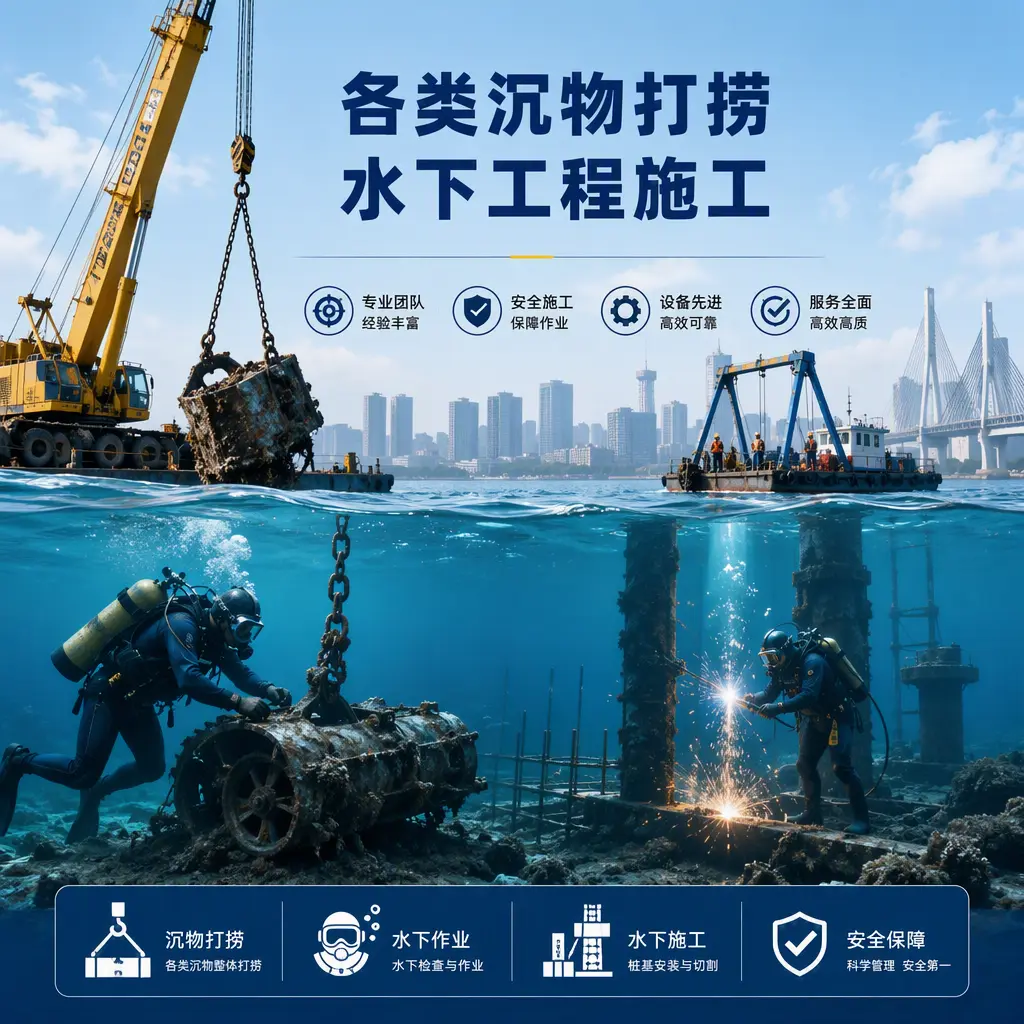 宝应各类沉物打捞，水下工程施工